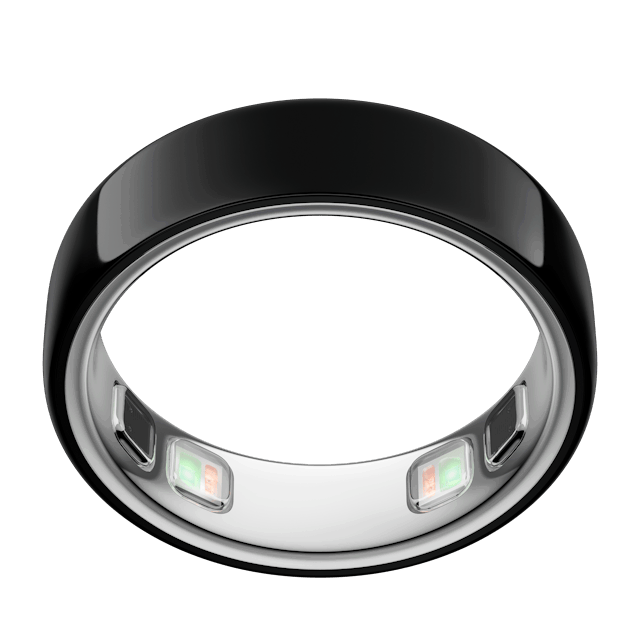 Black Oura Ring 5, sensors visible inside the band