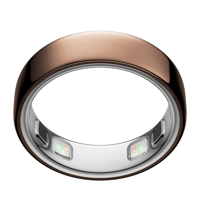 Deep Rose Oura Ring 5, sensors visible inside the band