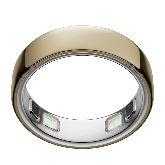 Gold Oura Ring 5, sensors visible inside the band